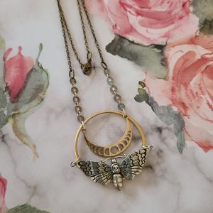 Skull Moth Moon Phase Necklace